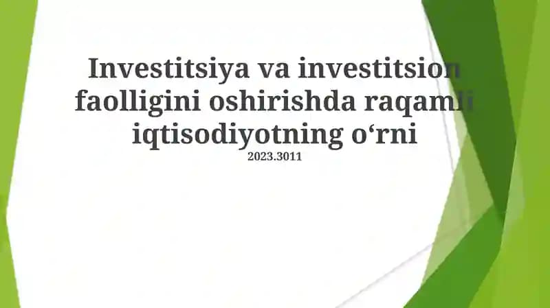 Raqamli iqtisodiyot investitsiyalari