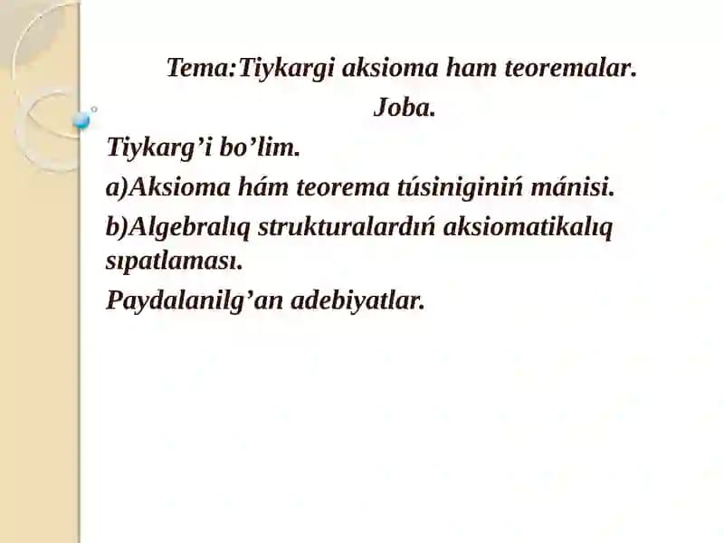 Aksioma hám teoremalar