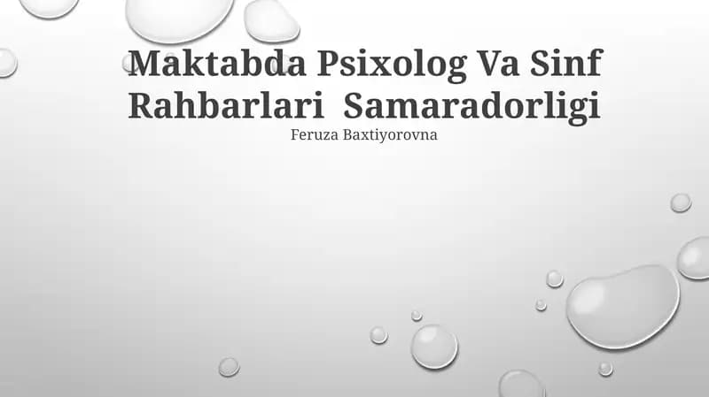 Maktabda Psixolog Va Sinf Rahbarlari Samaradorligi