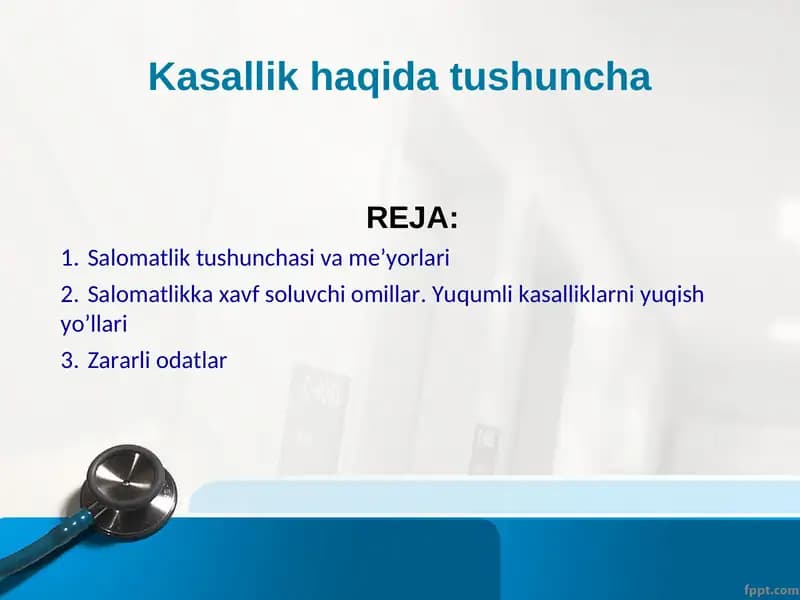 Kasallik haqida tushuncha.