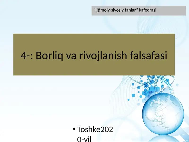 Borliq va rivojlanish falsafasi