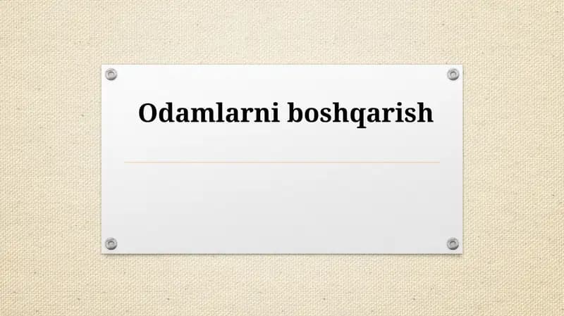 Odamlarni boshqarish