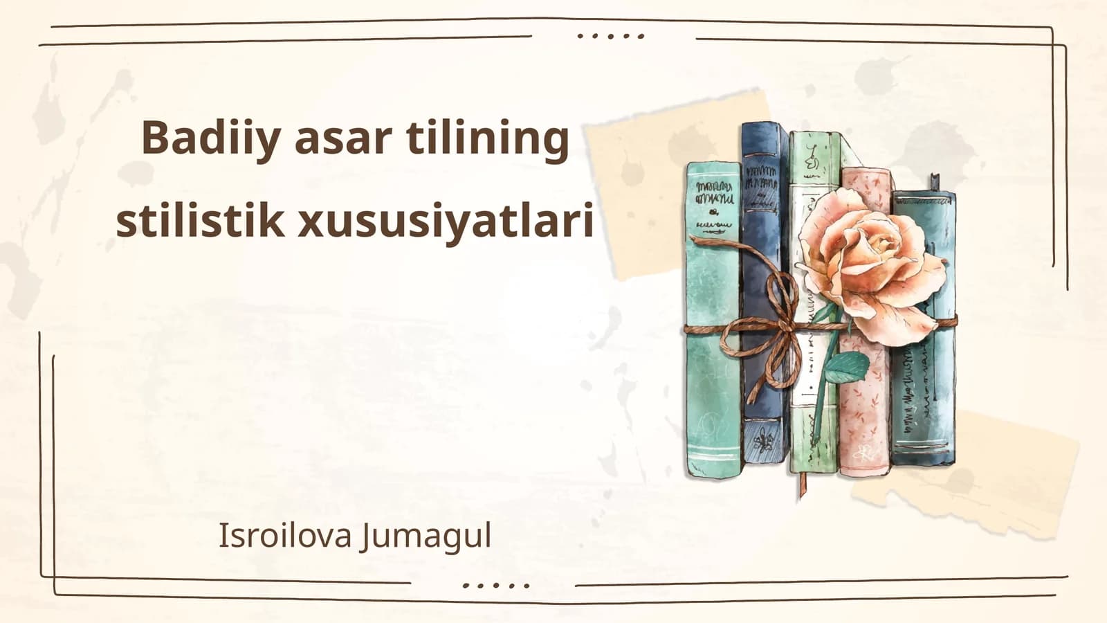 Badiiy asar tilining stilistik xususiyatlari