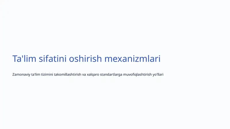 Ta'lim sifatini oshirish mexanizmlari