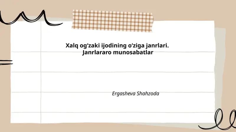 Xalq ogʻzaki ijodining oʻziga janrlari