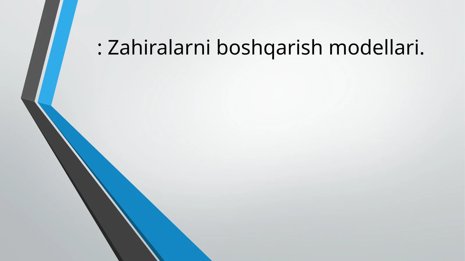Zahiralarni boshqarish modellari