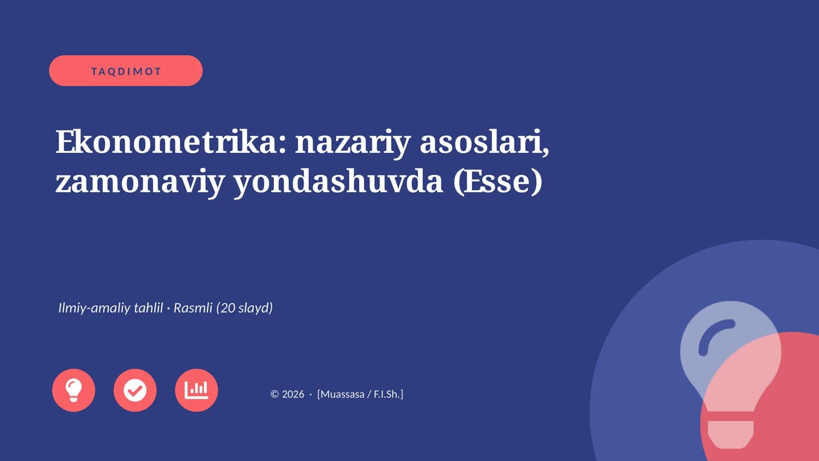 Ekonometrika: nazariy asoslari, zamonaviy yondashuvda (Esse)