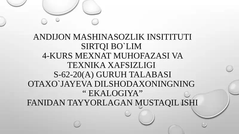 OZON QATLAMIning  YEMIRILISHI va uning SALBIY OQIBATLARI