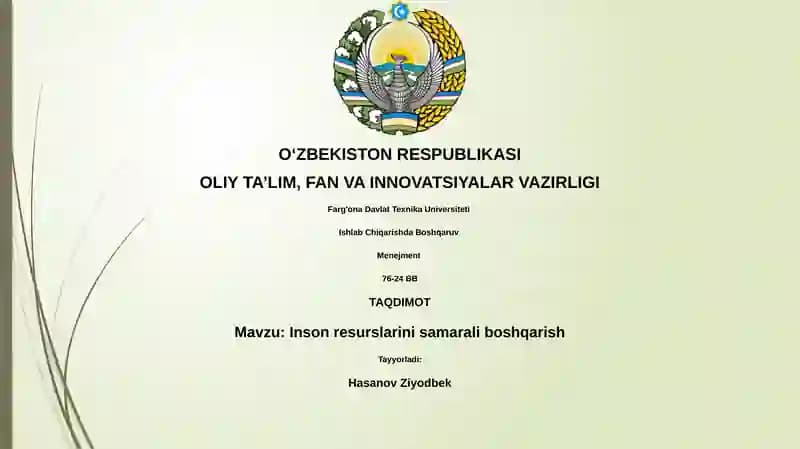 Inson resurslarini samarali boshqarish