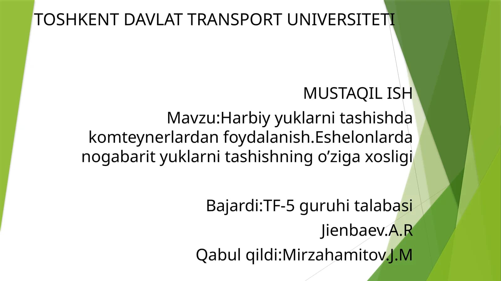 Harbiyyuklarni tashishda konteynerlardan foydalanish