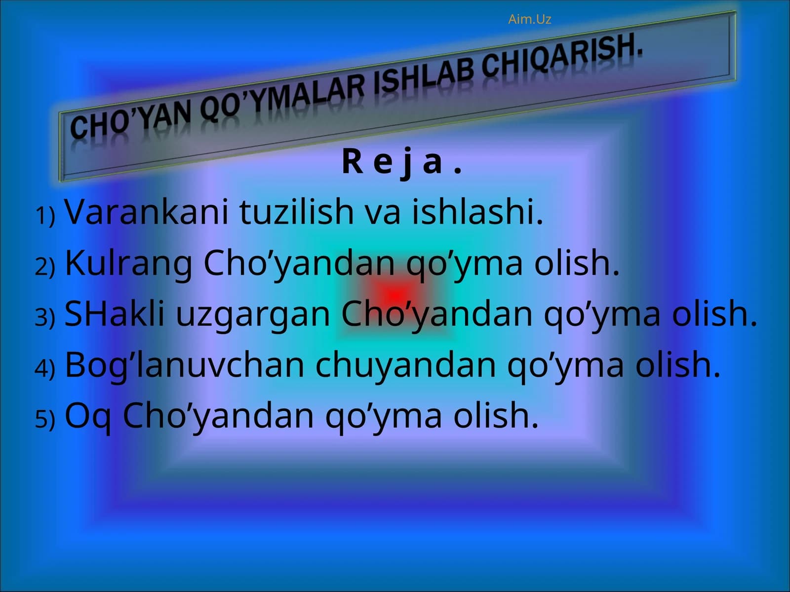 Cho'yan qo'yma olish usullari