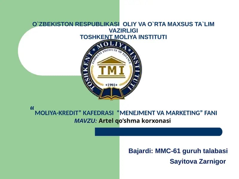 Artel qo’shma korxonasi