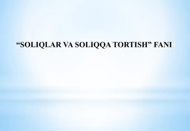 SOLIQLAR VA SOLIQQA TORTISH