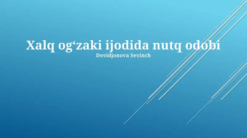 Xalq ogʻzaki ijodida nutq odobi
