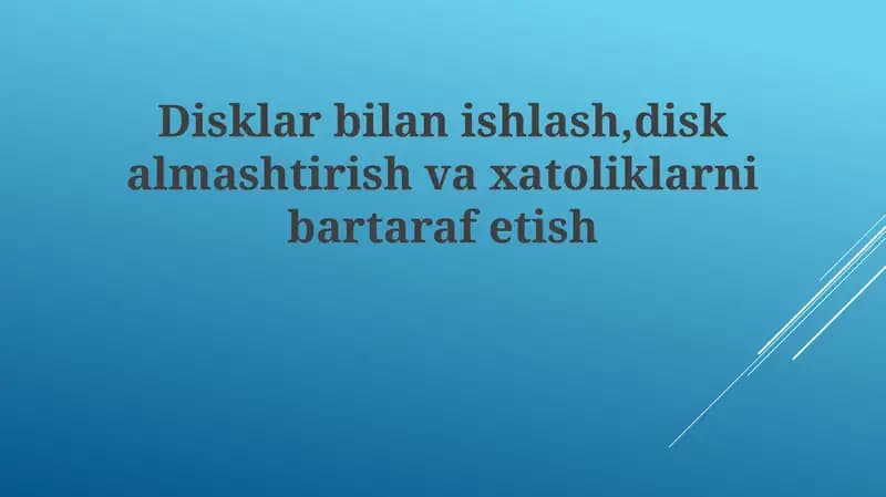 Disklarbilanishlash, diskalmashtirishvaxatoliklarnibartarafetish