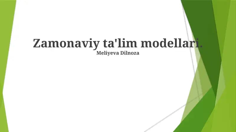 Zamonaviy ta'lim modellari
