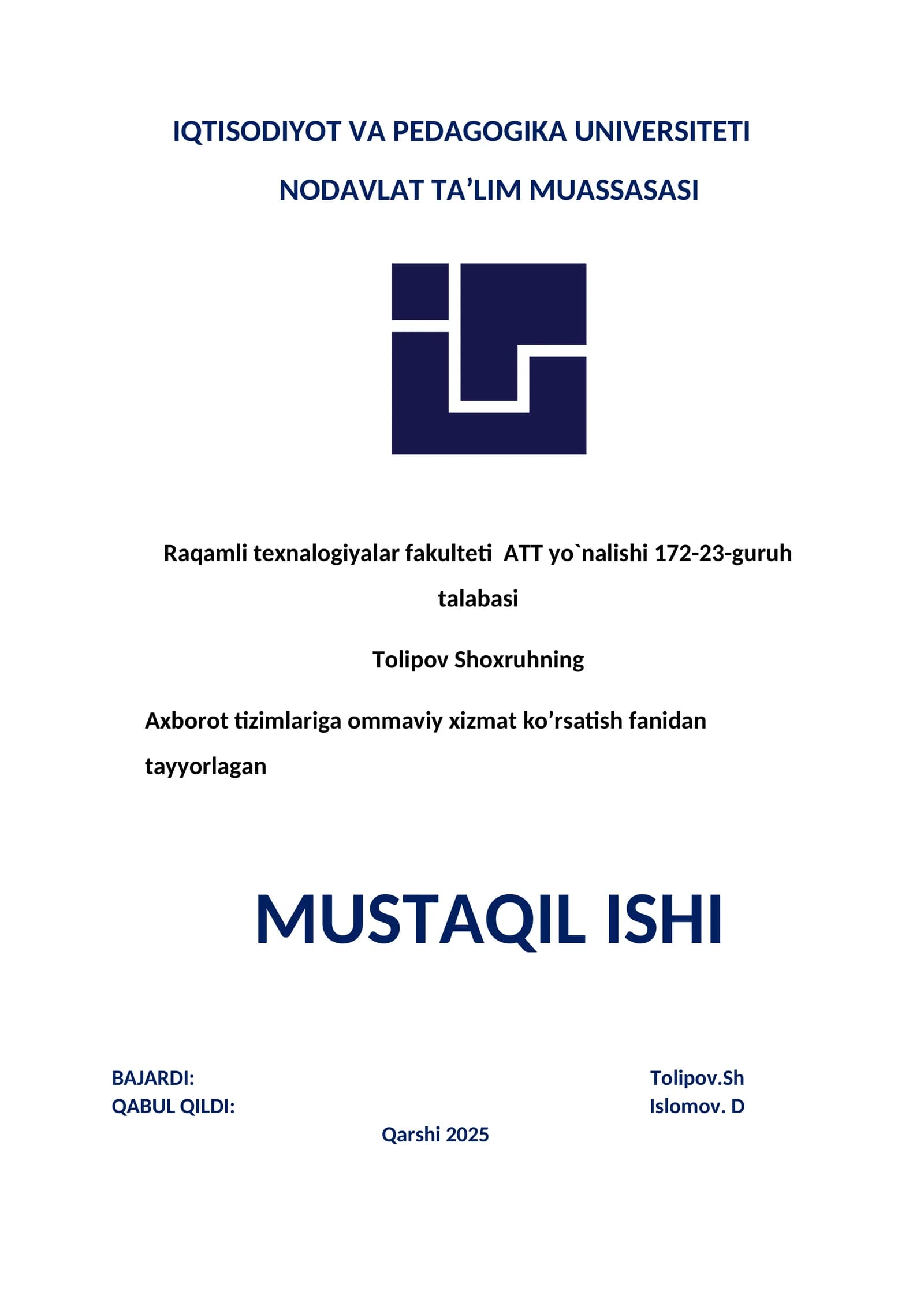 Kompyuter tarmoqlarida navbat modellarining qo‘llanishi