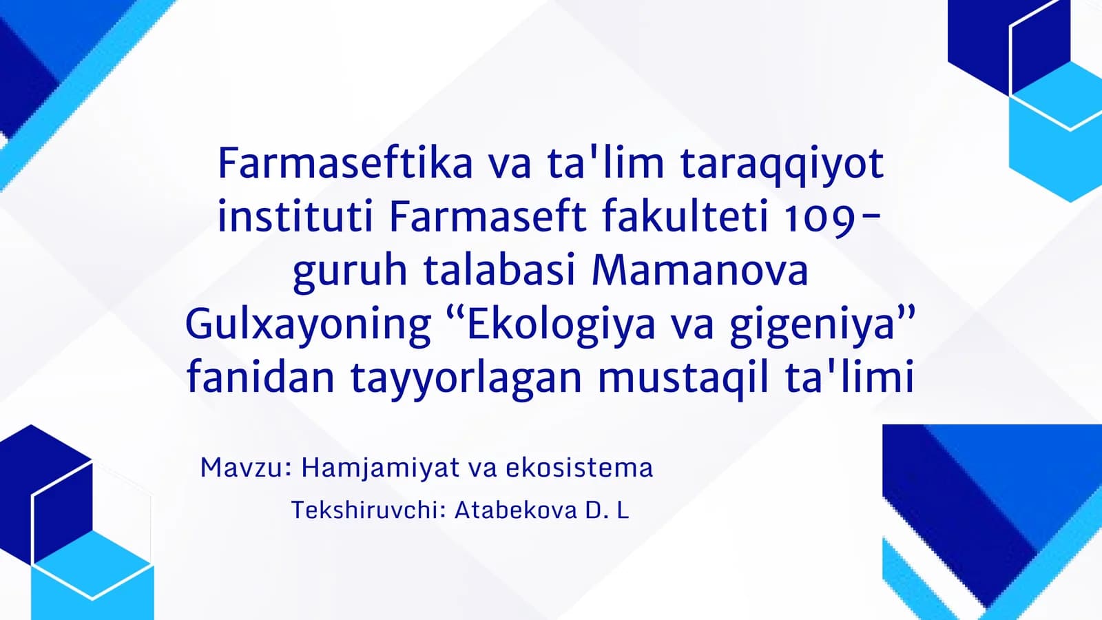 Hamjamiyat va ekosistema