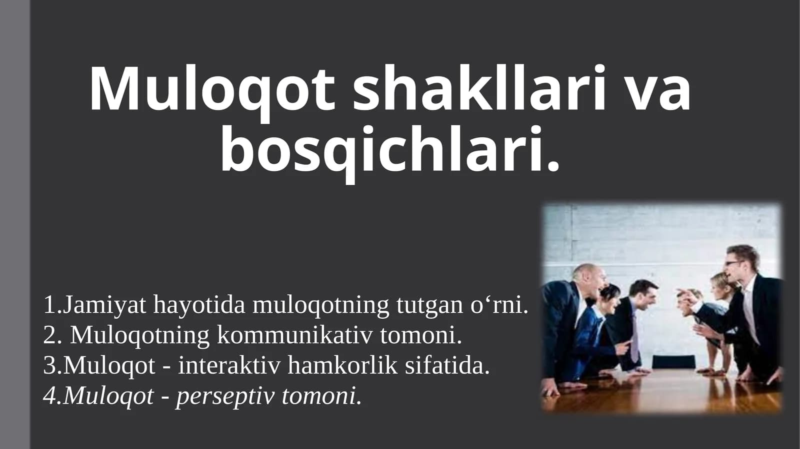 Muloqot shakllari va bosqichlari