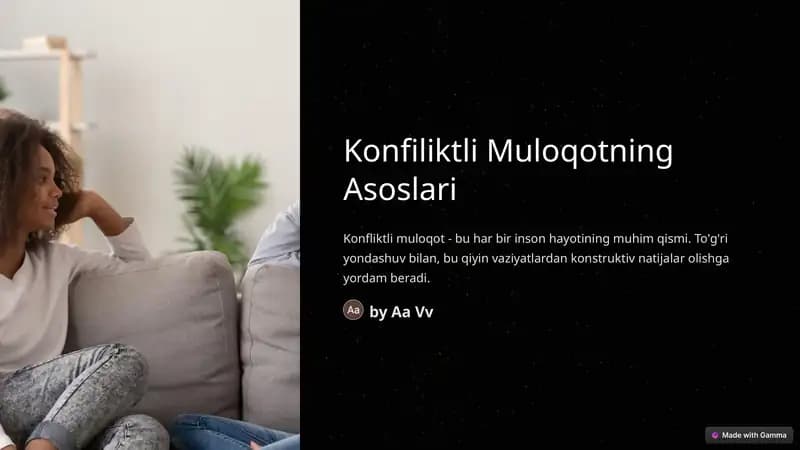 Konfiliktli Muloqotning Asoslari