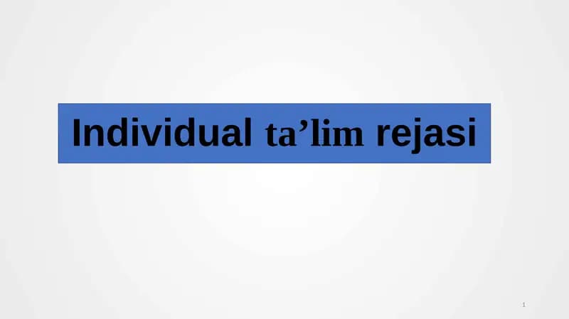 Individual ta’lim rejasi