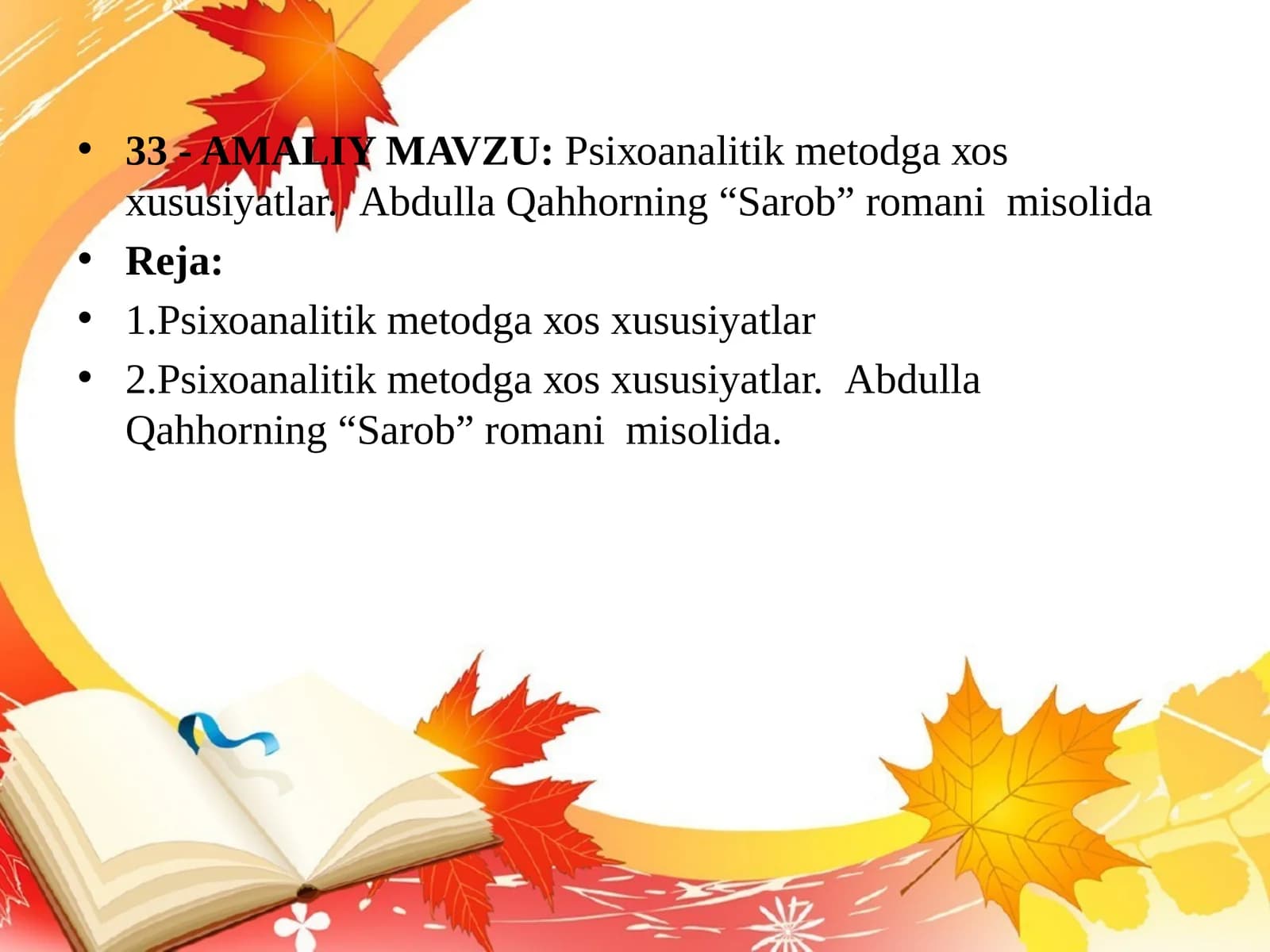 Psiхоаnаlitik mеtоdgа хоs хususiyatlаr
