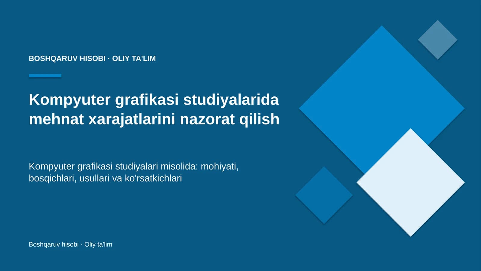 Kompyuter grafikasi studiyalarida mehnat xarajatlarini nazorat qilish