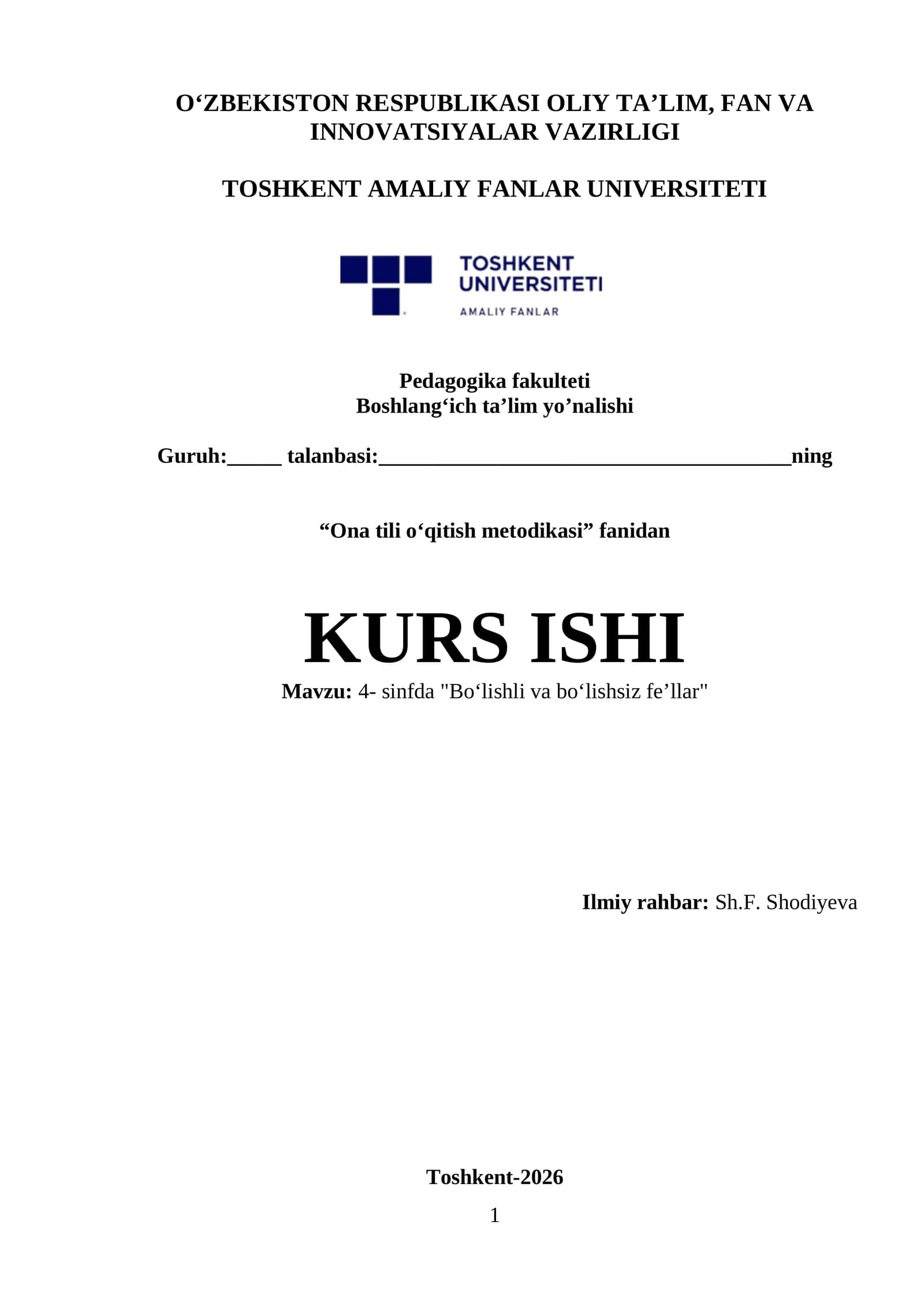 4-sinfda Boʻlishli va boʻlishsiz feʼllar