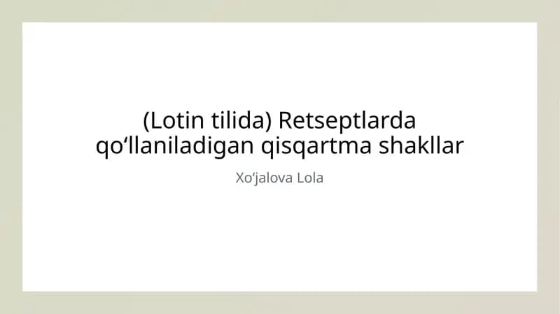 Retseptlarda qoʻllaniladigan qisqartma shakllar