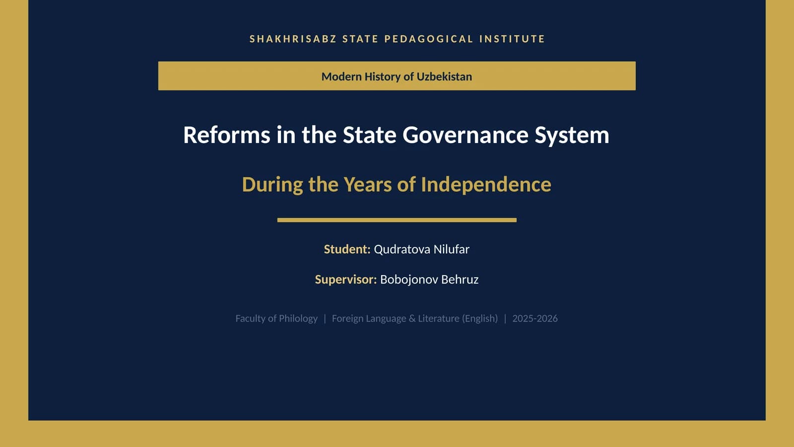 Modern History of Uzbekistan
