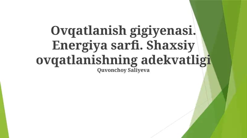 Ovqatlanish gigiyenasi