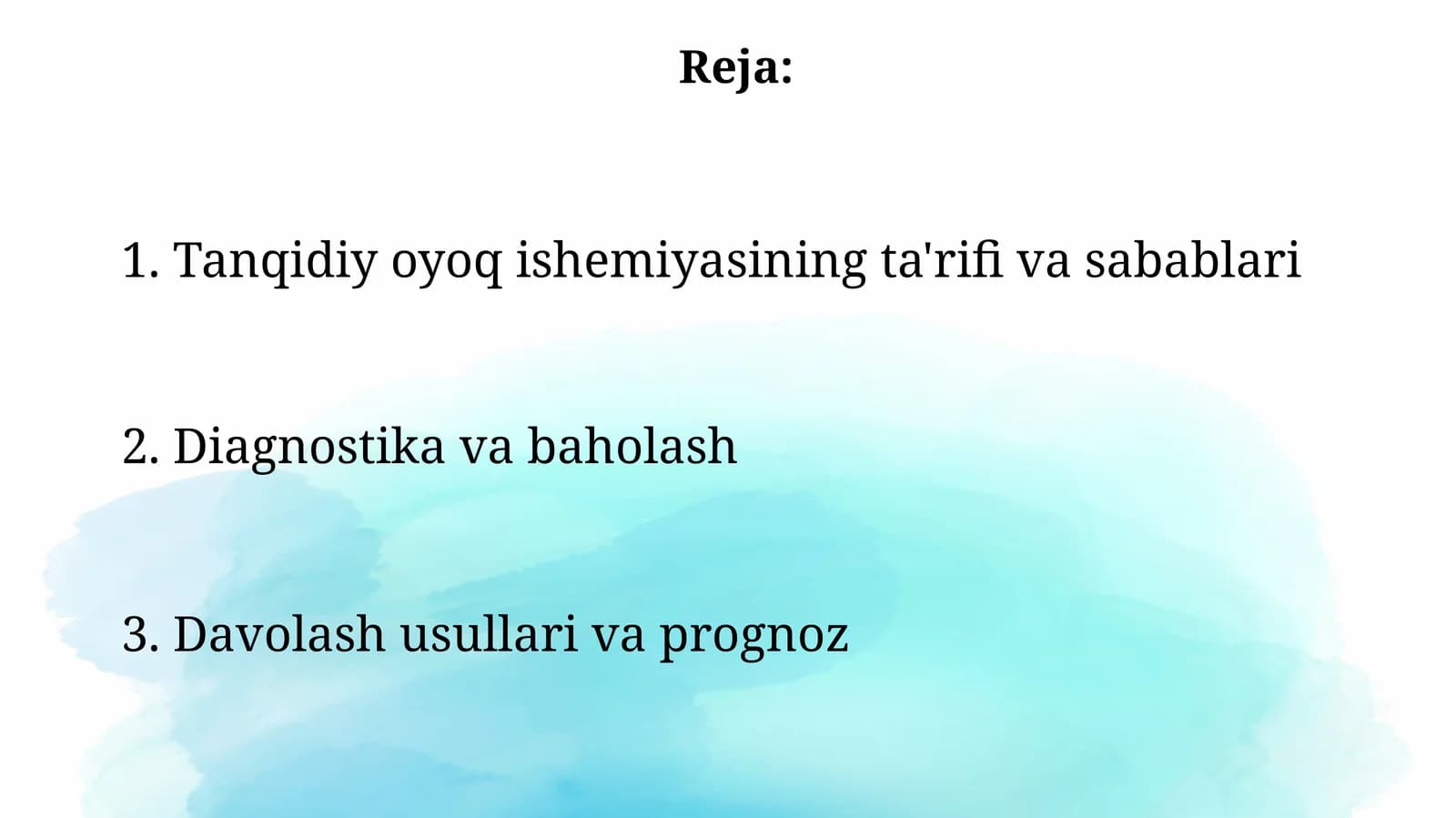 Tanqidiy oyoq ishemiyasining ta'rifi va sabablari  Diagnostika va baholash  . Davolash usullari va prognoz