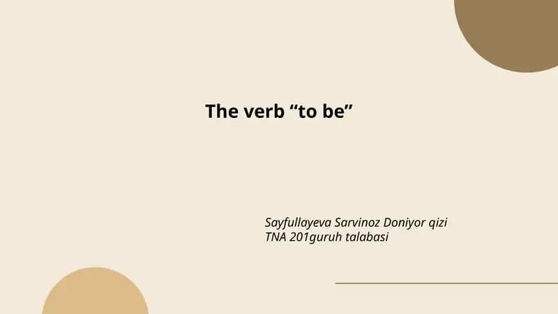 The verb “to be”