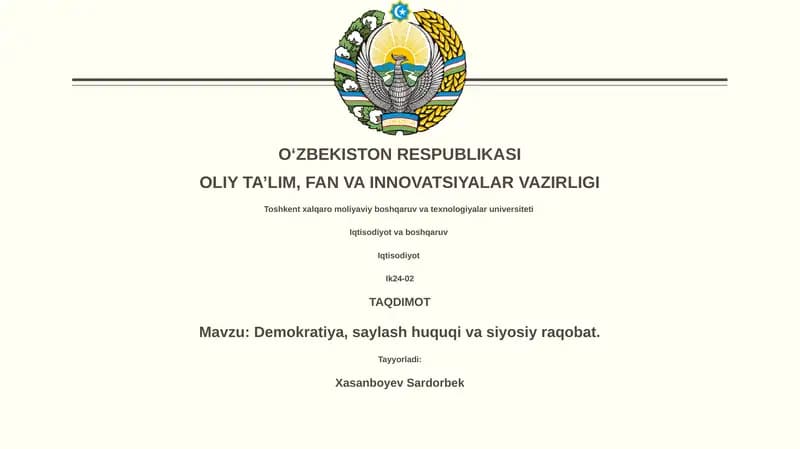 Demokratiya: Ta'riflar va Tamoyillar