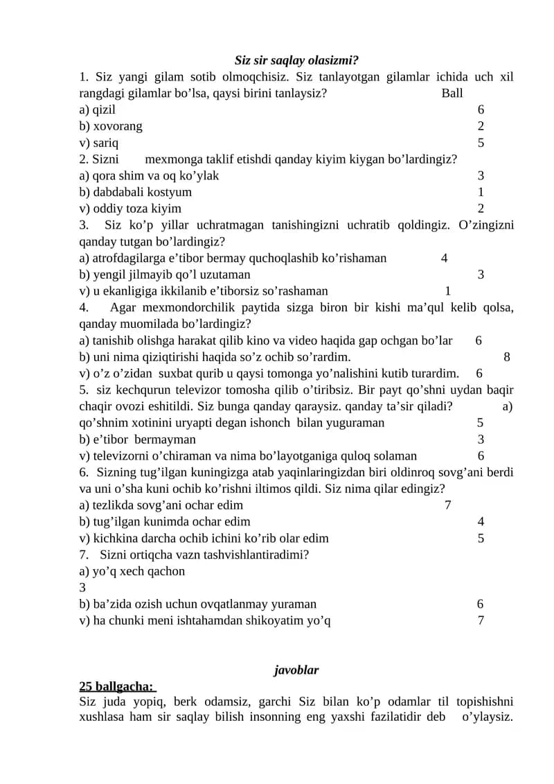 Sir saqlay olasizmi metodikasi