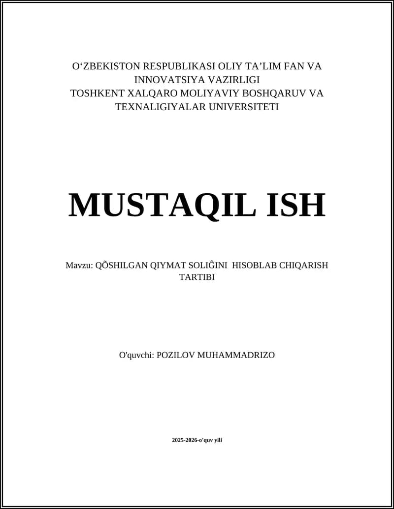 Qoʻshilgan Qiymat Soligʻi