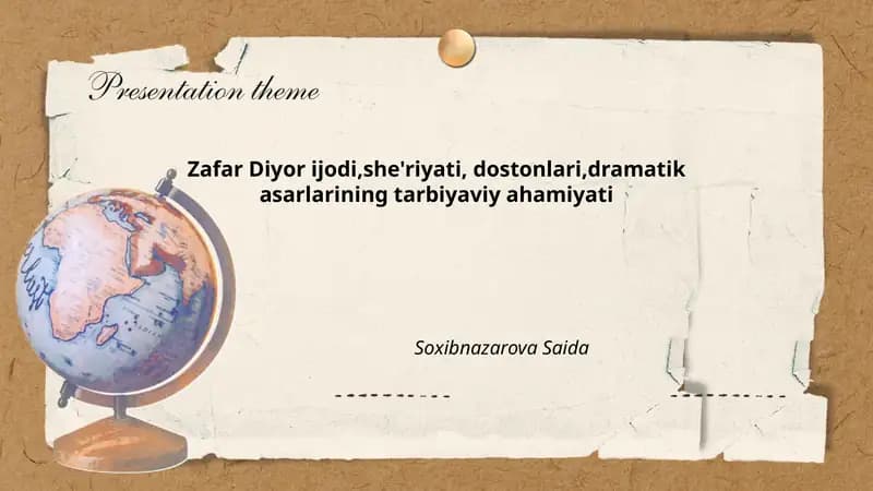 Zafar Diyor ijodi, she'riyati, dostonlari