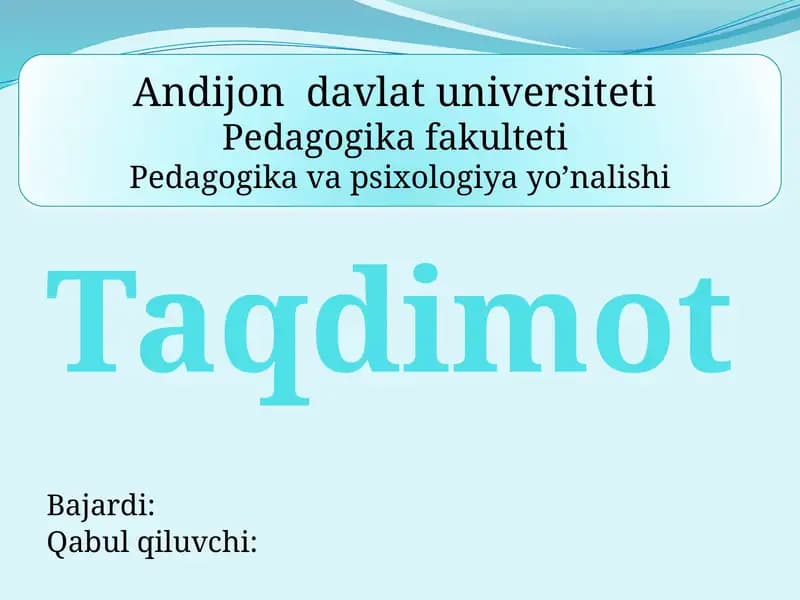 O'zbek xalq pedagogikasi va Islom ta'limoti dasturi