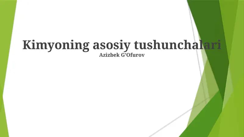 Kimyoning asosiy tushunchalari