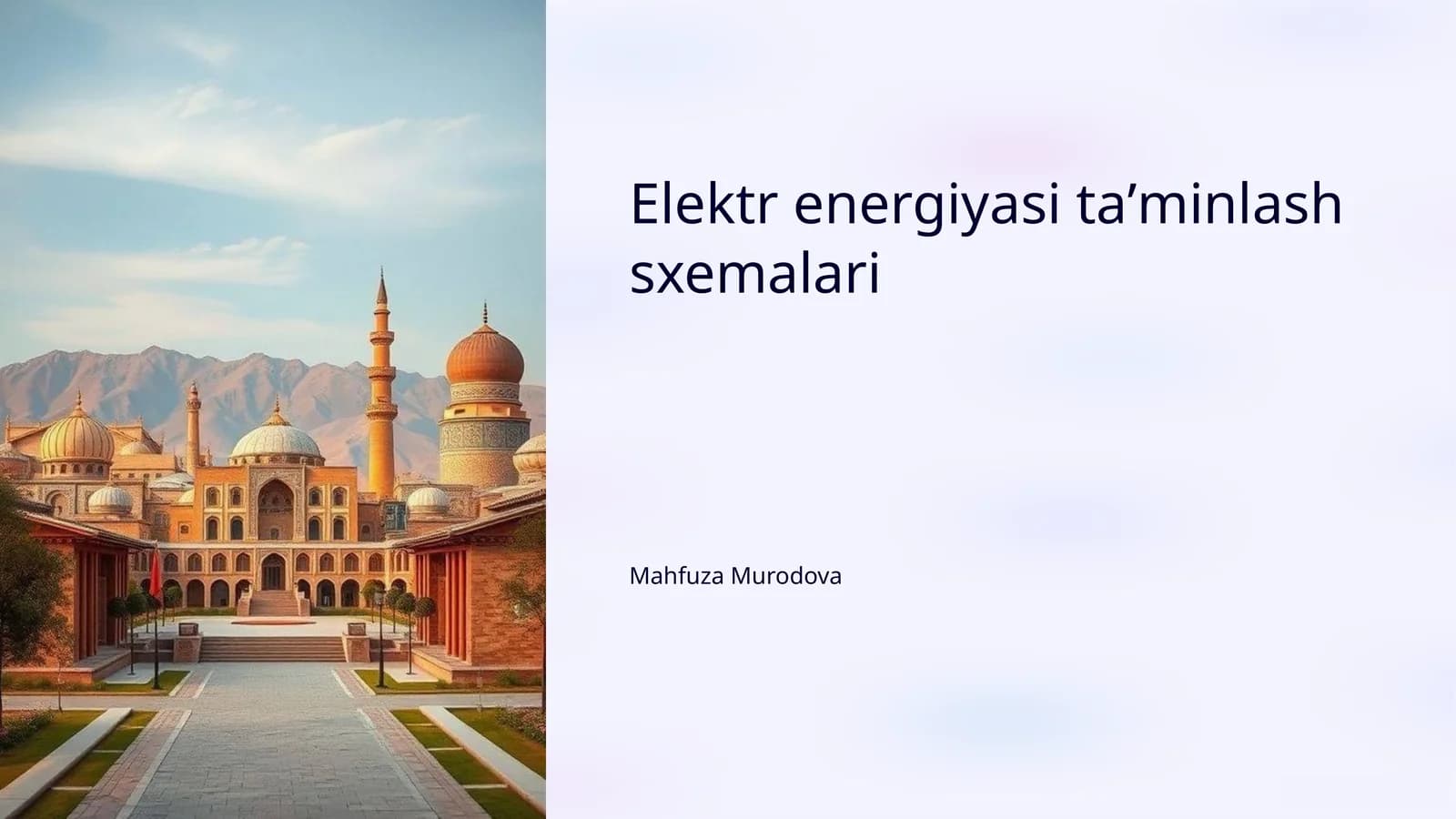 Elektr energiyasi taʼminlash sxemalari