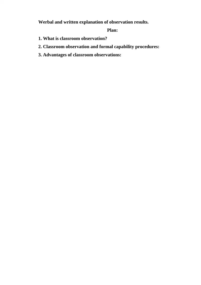 Classroom Observation Techniques
