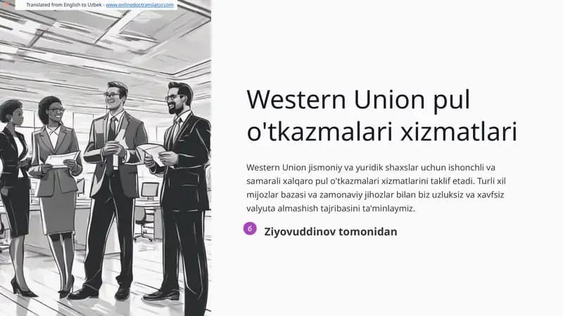 Western Union pul o'tkazmalari xizmatlari