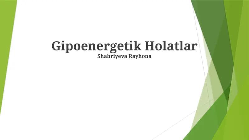 Gipoenergetik Holatlar