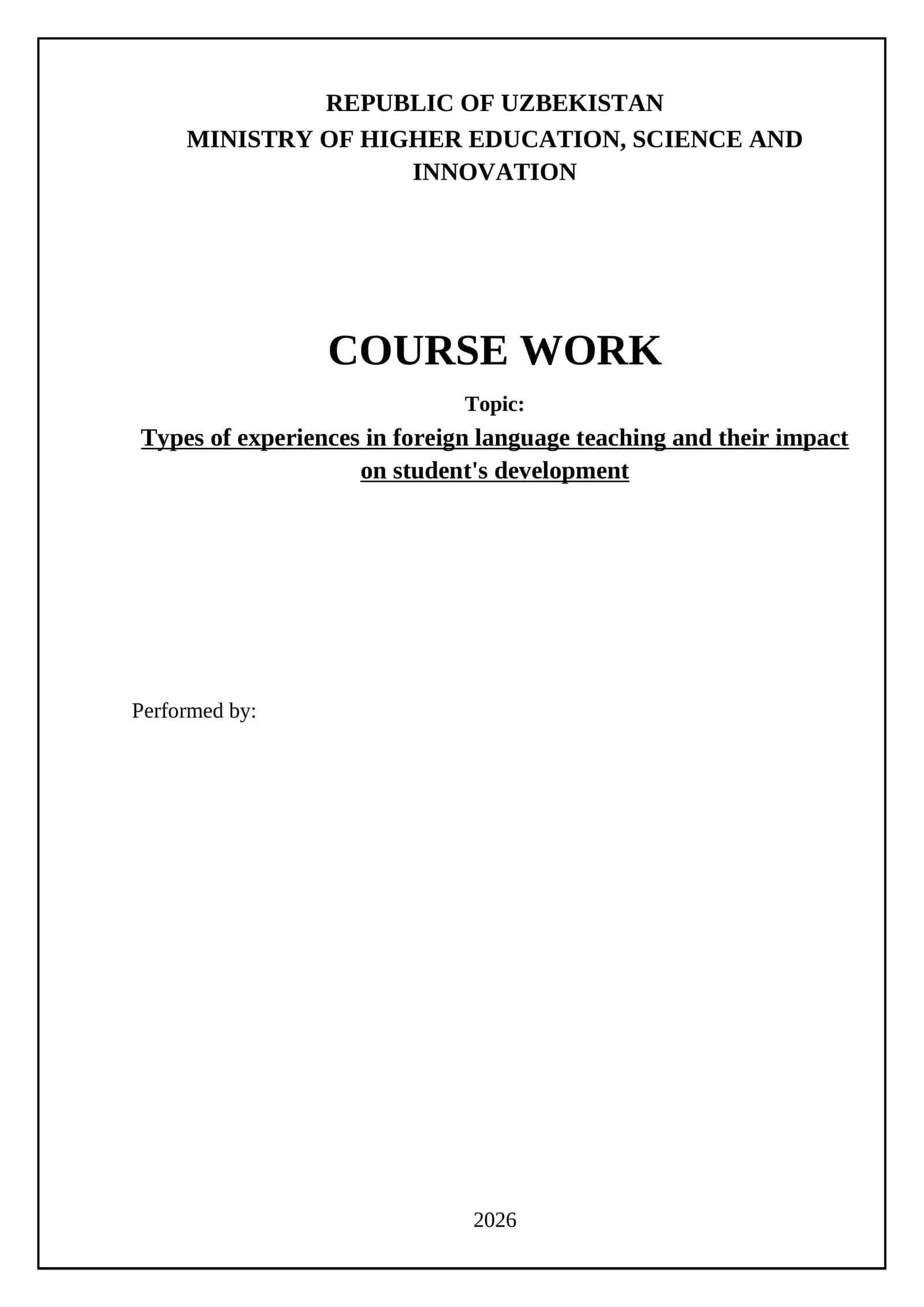 Types of experiences in foreign language teaching and their impact on student's development