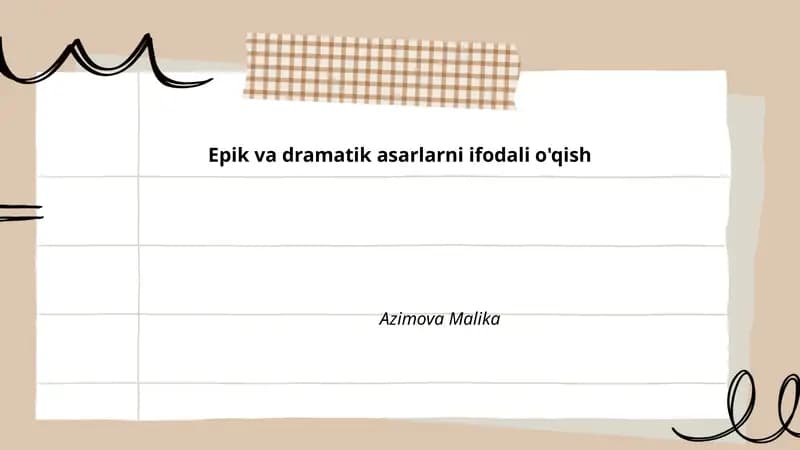 Epik va dramatik asarlarni ifodali o'qish