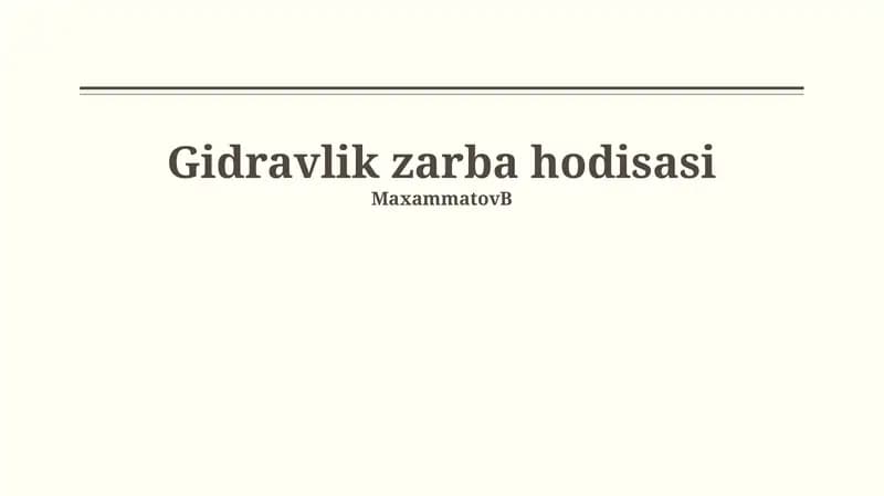 Gidravlik zarba hodisasi
