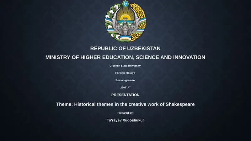 Historical themes in the creative work of Shakespeare