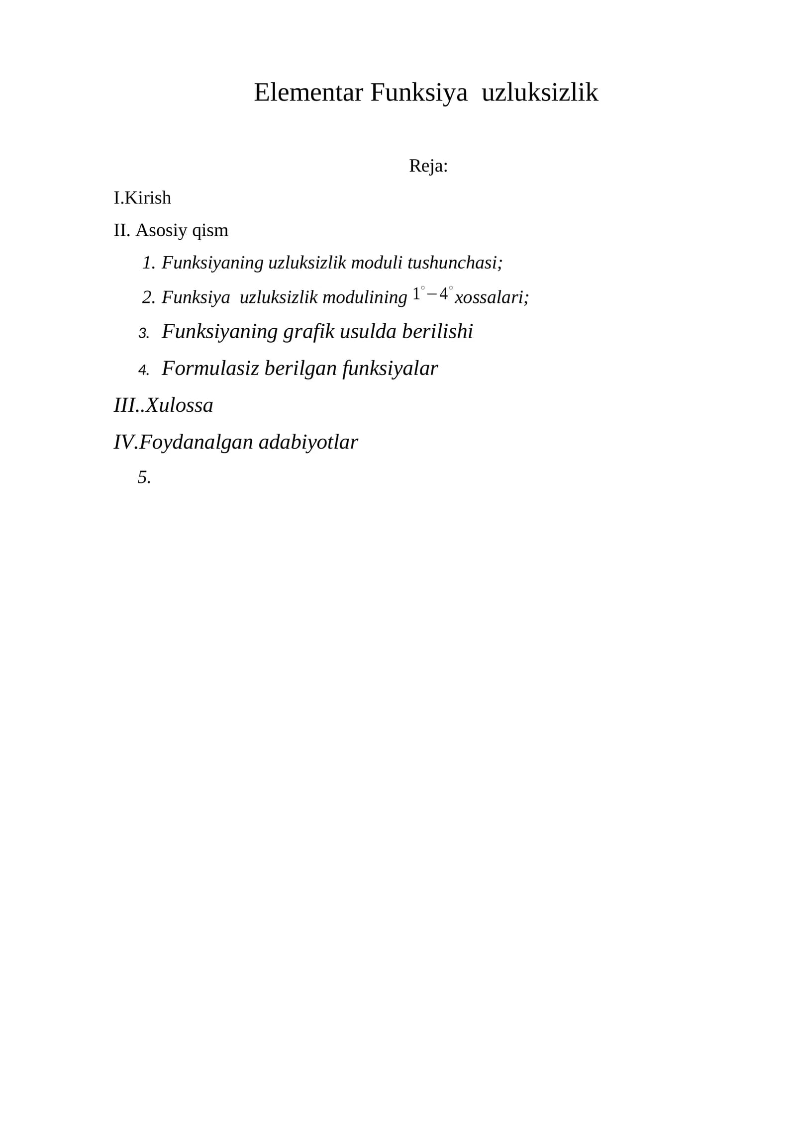 Elementar Funksiya uzluksizlik