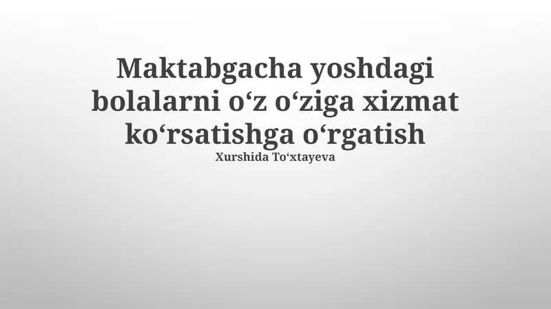 Tozalik ko'nikmalarini o'rgatish