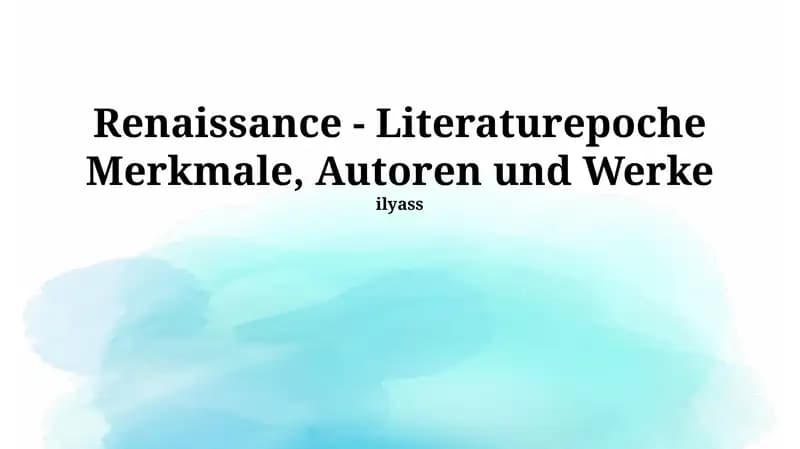 Bedeutende Autoren der englischen Renaissance